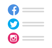 Facebook, Twitter, and Instagram icons