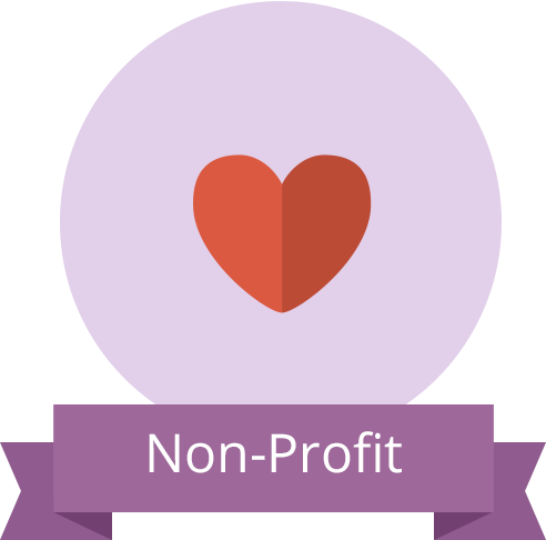 Heart icon with banner reading “Non-Profit”